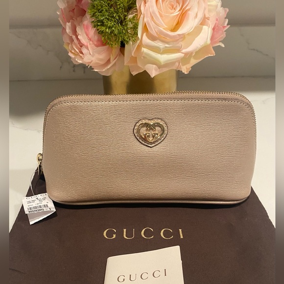 ✨NEW!✨SALE!✨GUCCI✨NWT✨GG GUCCISSIMA RARE HEART LEATHER LARGE POCHETTE BAG CLUTCH - Picture 14 of 14